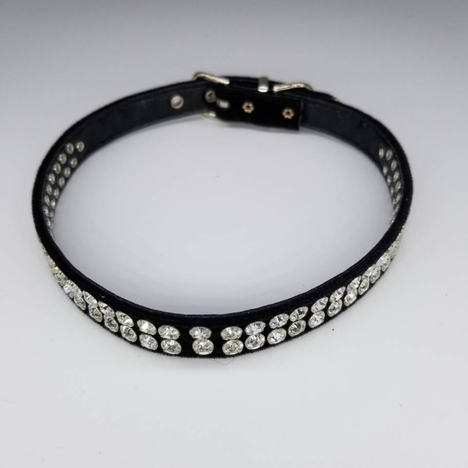 2-Row Velvet Rhinestone Collar